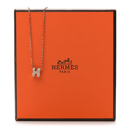 Hermes Lacquered Rose Gold Mini Pop H Pendant Necklace Marron Glace 8 of 8