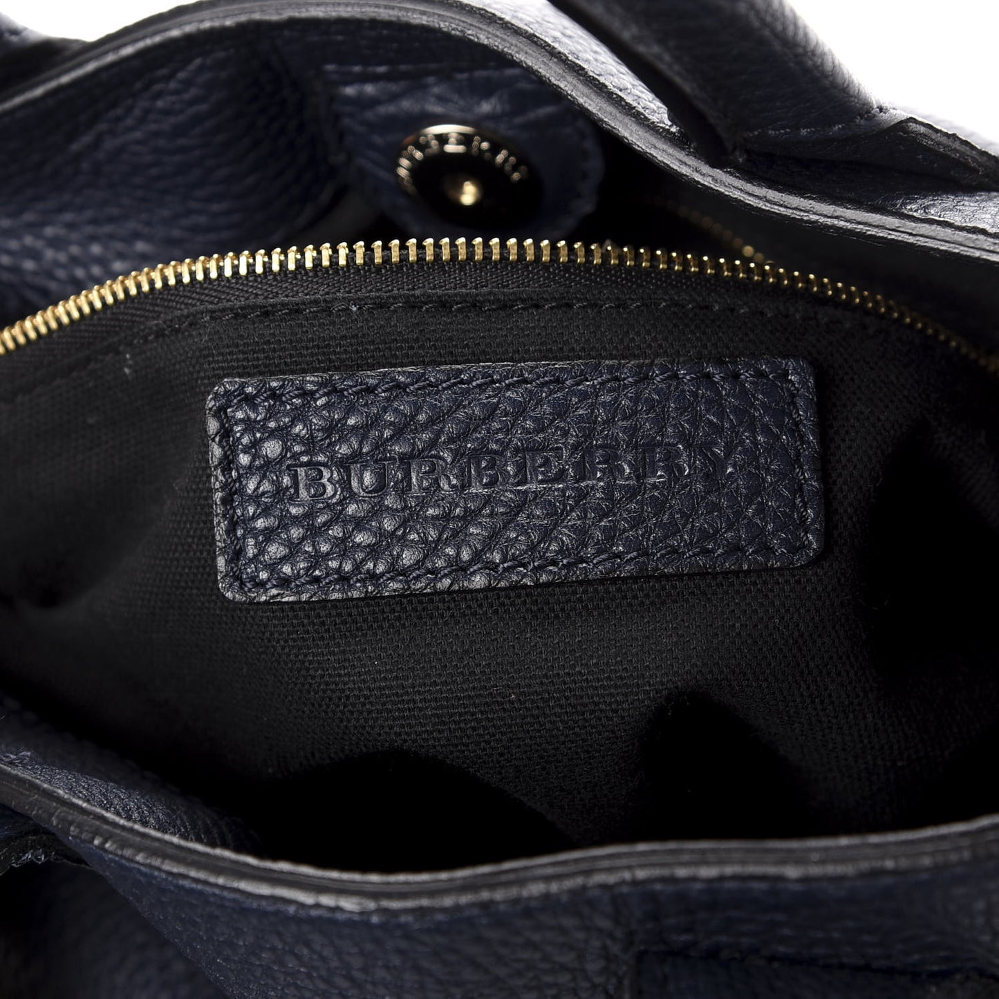 Grainy Calfskin House Check Small Banner Tote Midnight Blue