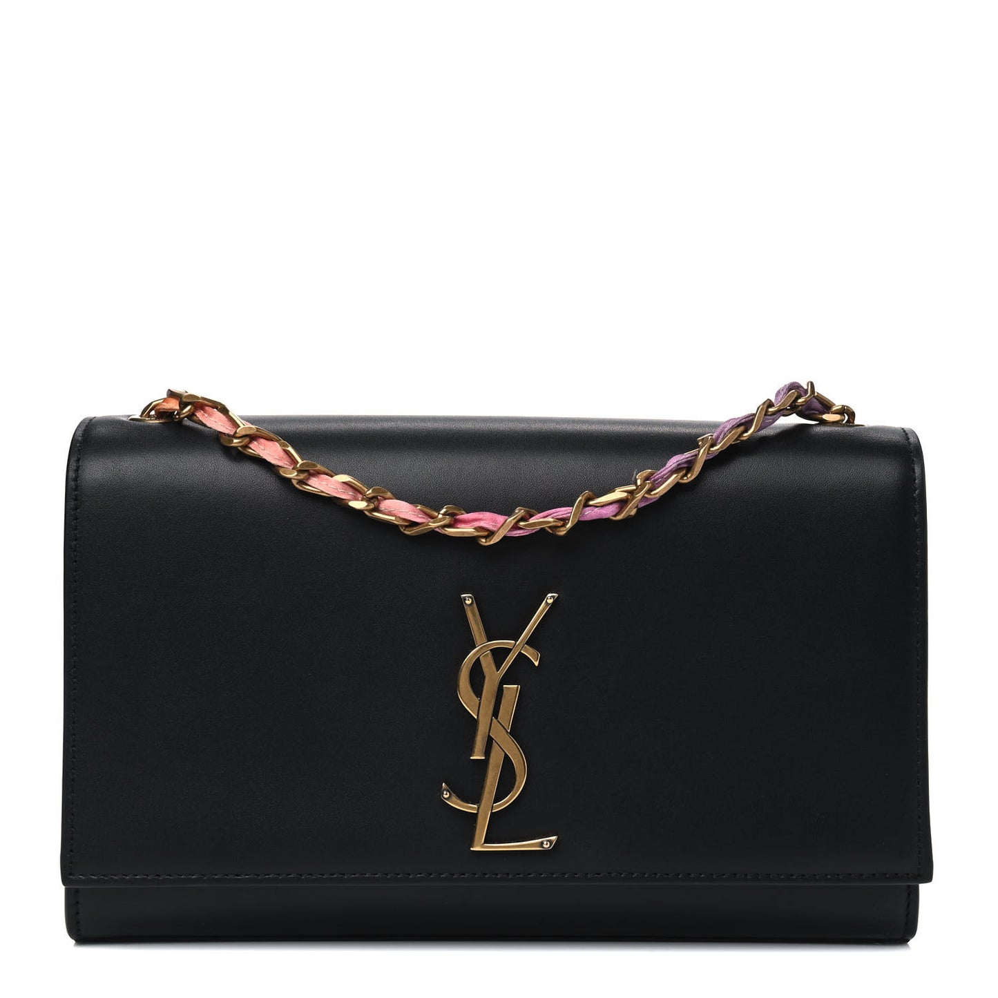Smooth Calfskin Medium Classic Monogram Kate Satchel Black