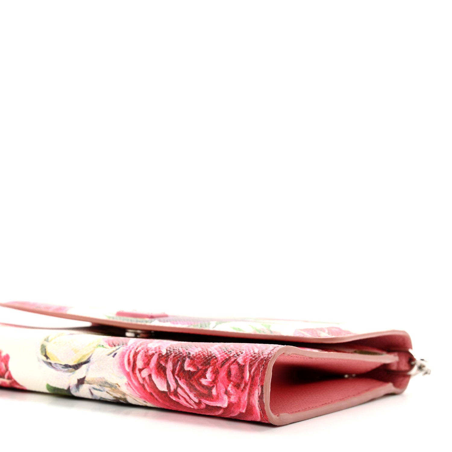 Dolce & Gabbana Dauphine Floral Print Wallet On Chain White Pink 11 of 14