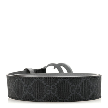 Gucci GG Supreme Monogram Plutone Calfskin Enamel Monochrome Double G 30mm Belt 80 32 Deep Grey 2 of 5