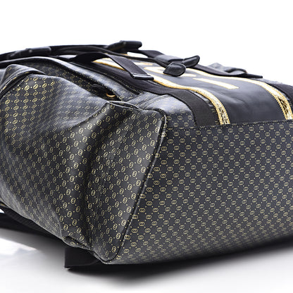 Gucci X DAPPER DAN Calfskin Laminated Ayers GG Micro Monogram Double Buckle Backpack Black Gold 10 of 11