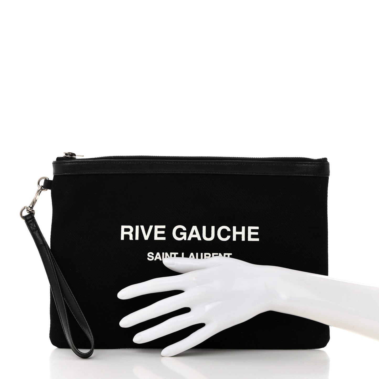 Linen Canvas Rive Gauche Zipped Pouch Black