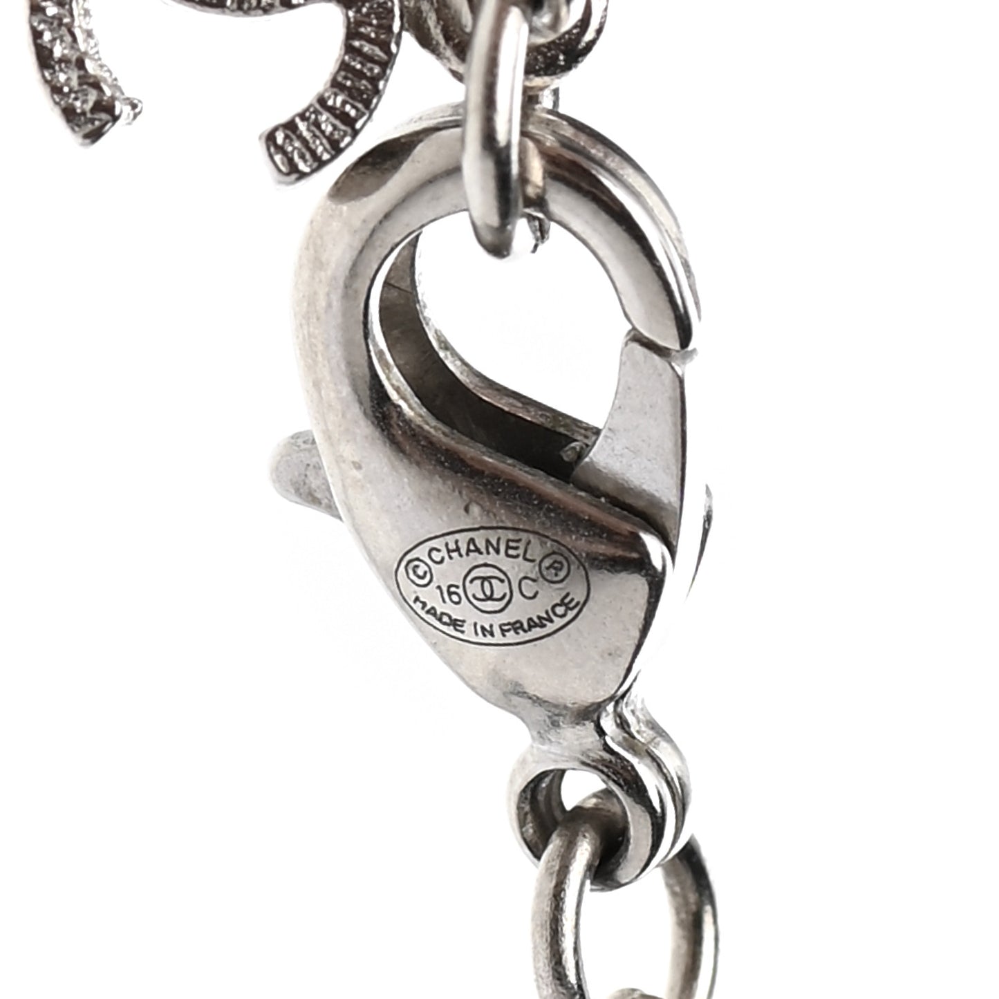 Metal Crystal Baguette CC Pendant Necklace Gold