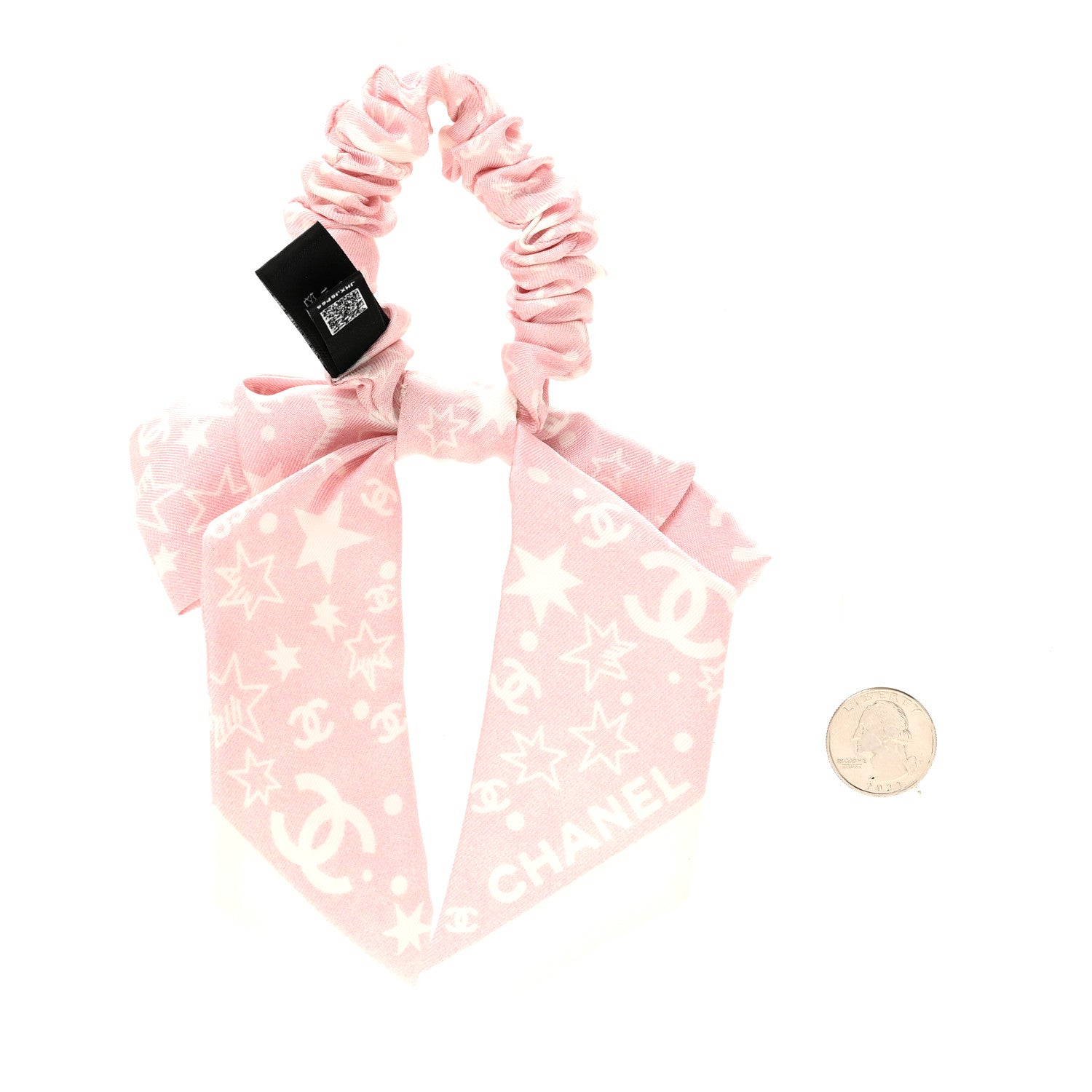Chanel Silk Bow Scrunchie Hair Tie Light Pink 2 of 4