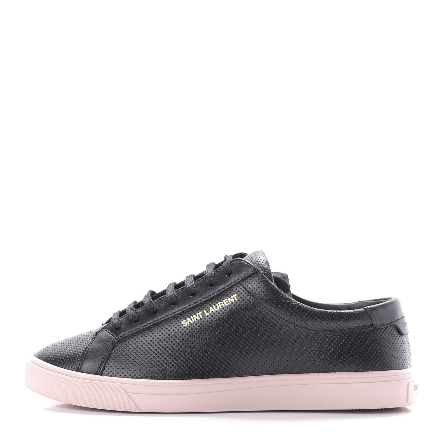 Calfskin Perforated Womens Andy Low Top Sneakers 37 Black Pink