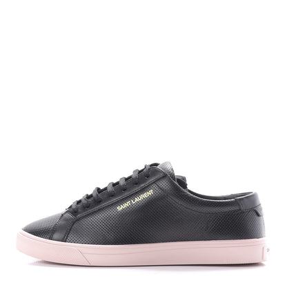 Saint Laurent Calfskin Perforated Womens Andy Low Top Sneakers 37 Black Pink 1 of 10