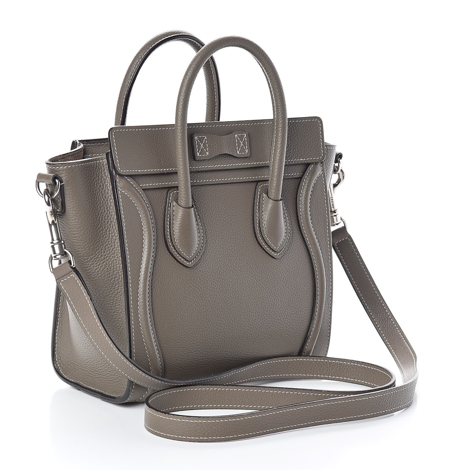 Celine Drummed Calfskin Nano Luggage Souris 3 of 9