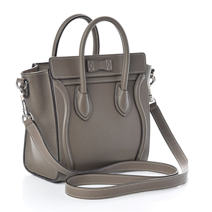 Celine Drummed Calfskin Nano Luggage Souris 3 of 9