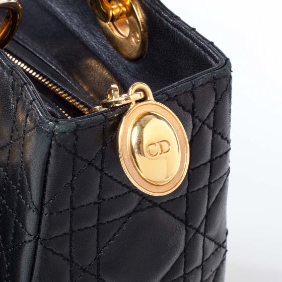 Christian Dior Lambskin Cannage Medium Lady Dior Black 7 of 11