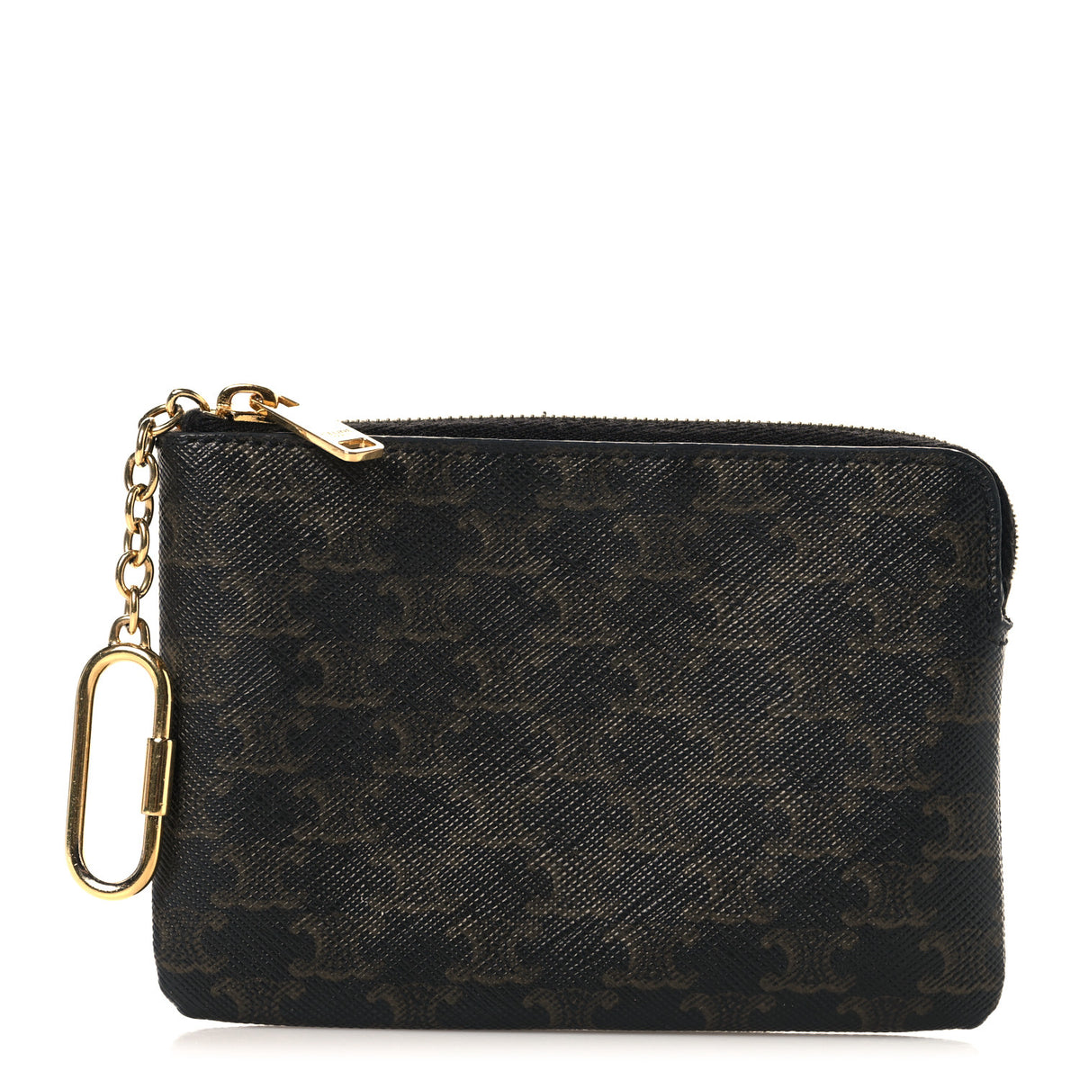 Celine Triomphe Canvas Coin and Card Pouch With Hook Black 1 of 6