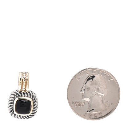 David Yurman Sterling Silver 14K Yellow Gold Black Onyx 7mm Albion Pendant 2 of 3