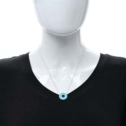 Jennifer Meyer 18K White Gold Diamond Turquoise Lapis Evil Eye Pendant Necklace 3 of 4