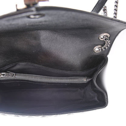 Saint Laurent Calfskin Mixed Matelasse Triquilt Large Monogram Satchel Black 4 of 11
