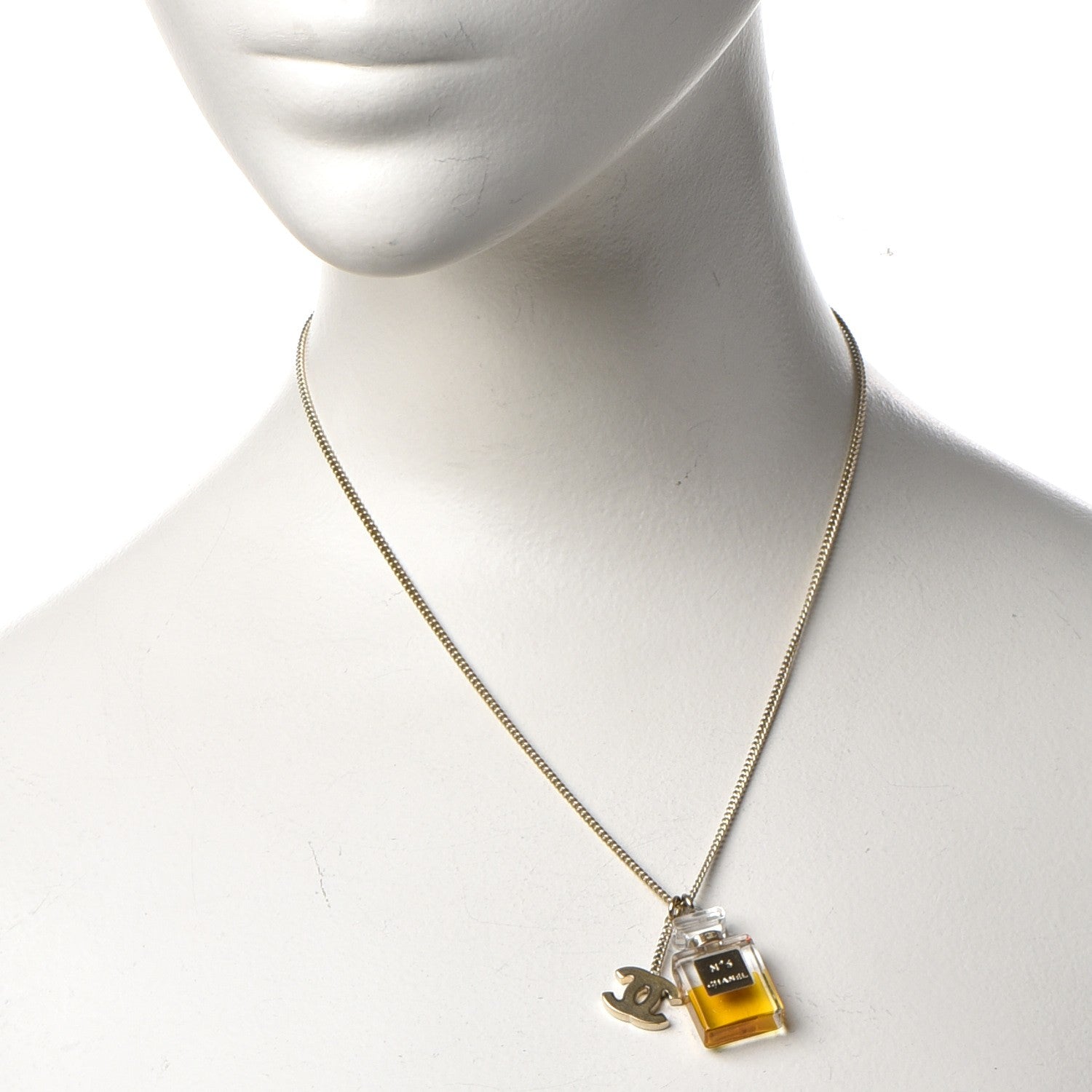 Chanel N°5 Perfume Bottle CC Necklace Gold 2 of 5