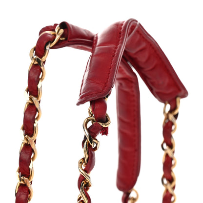 Chanel Lambskin Diamond Stitched CC Drawstring Shoulder Bag Red 15 of 16