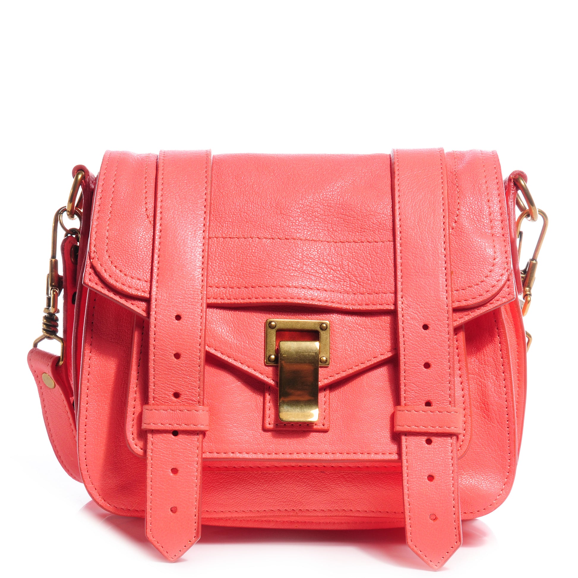 Proenza Schouler Leather PS1 Pouch Messenger Bag Neon Coral 1 of 13