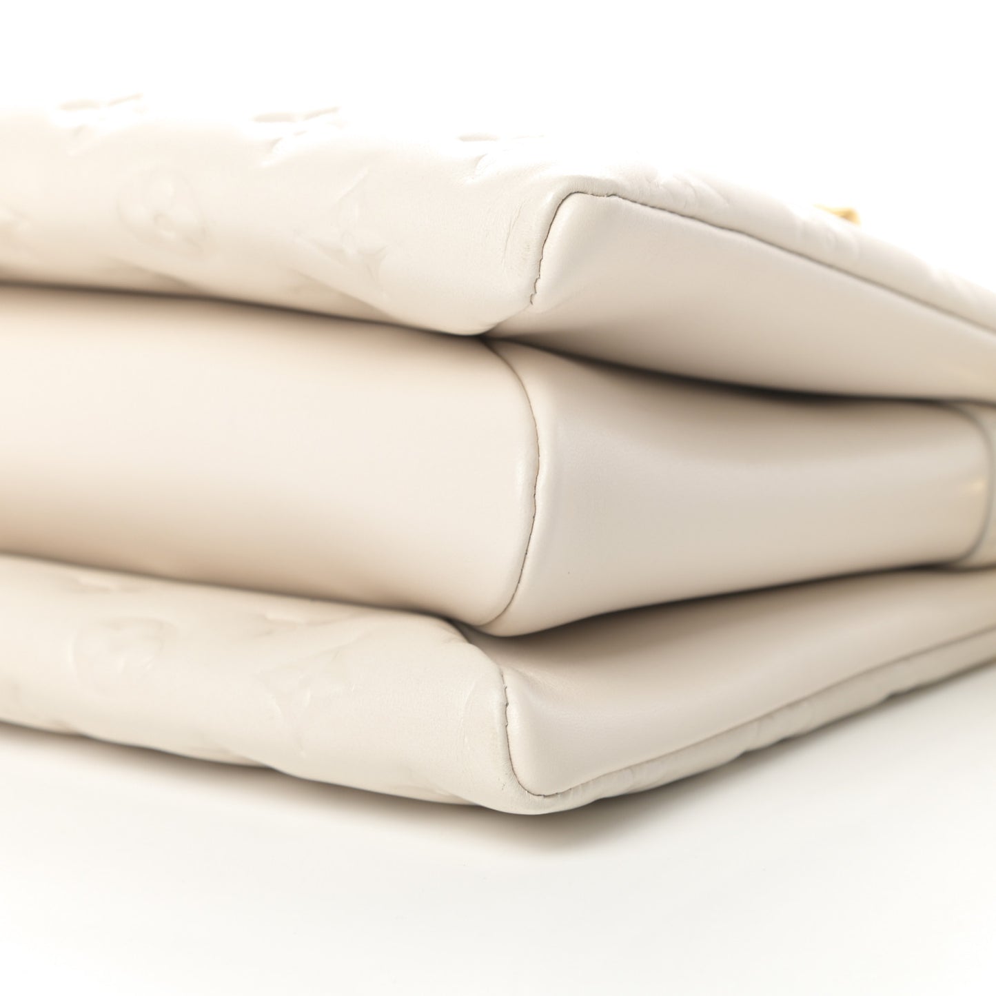 Lambskin Embossed Monogram Coussin PM Beige Cream