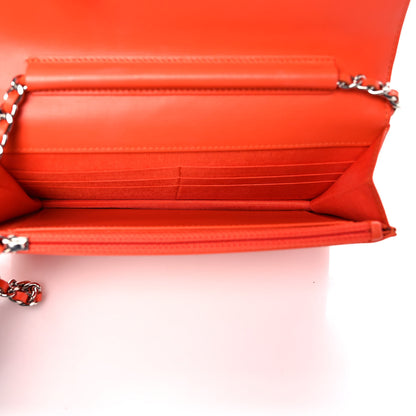 Chanel Patent Calfskin Quilted Boy Wallet On Chain WOC Orange 5 of 10
