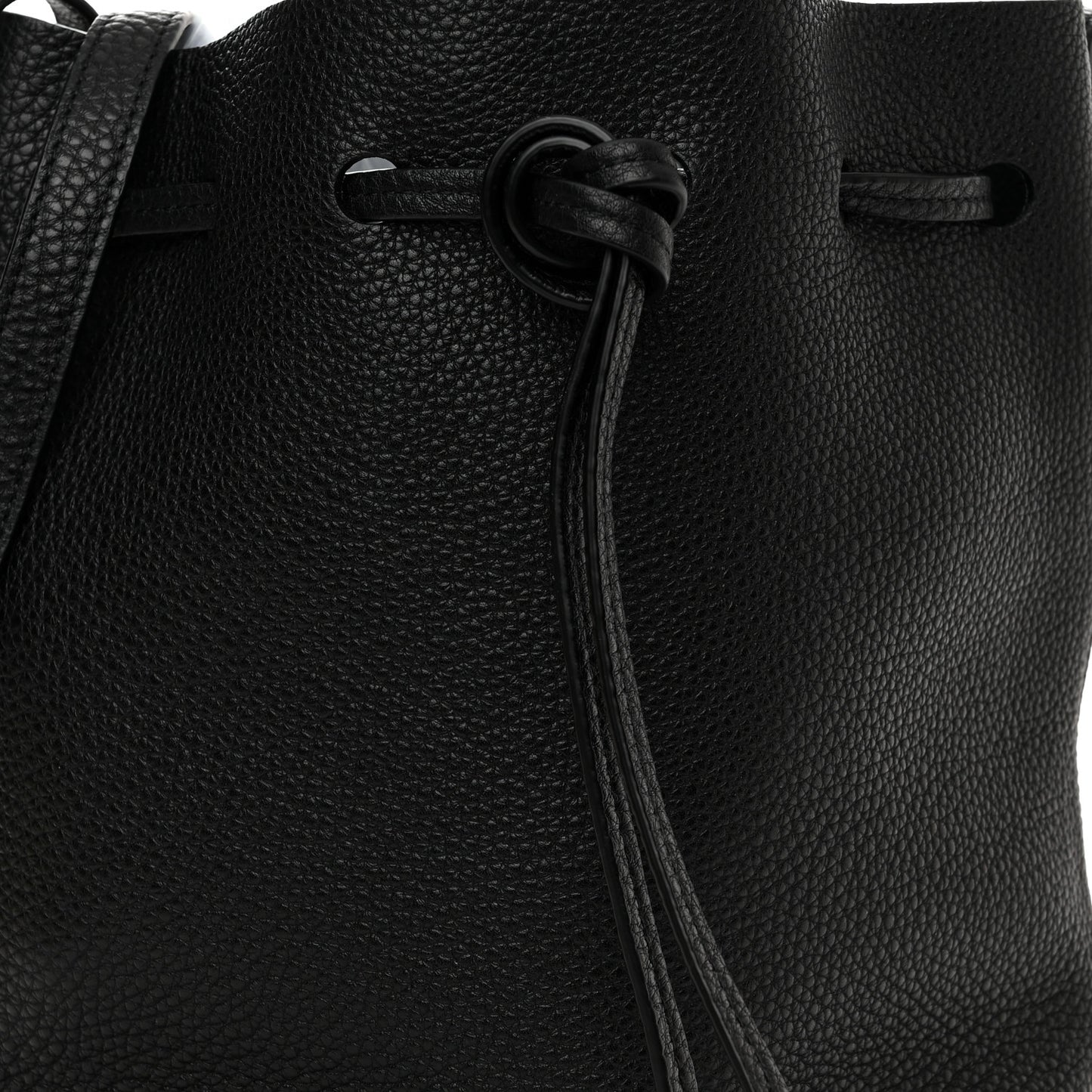 Tumbled Calfskin Mini Bucket Bag Black