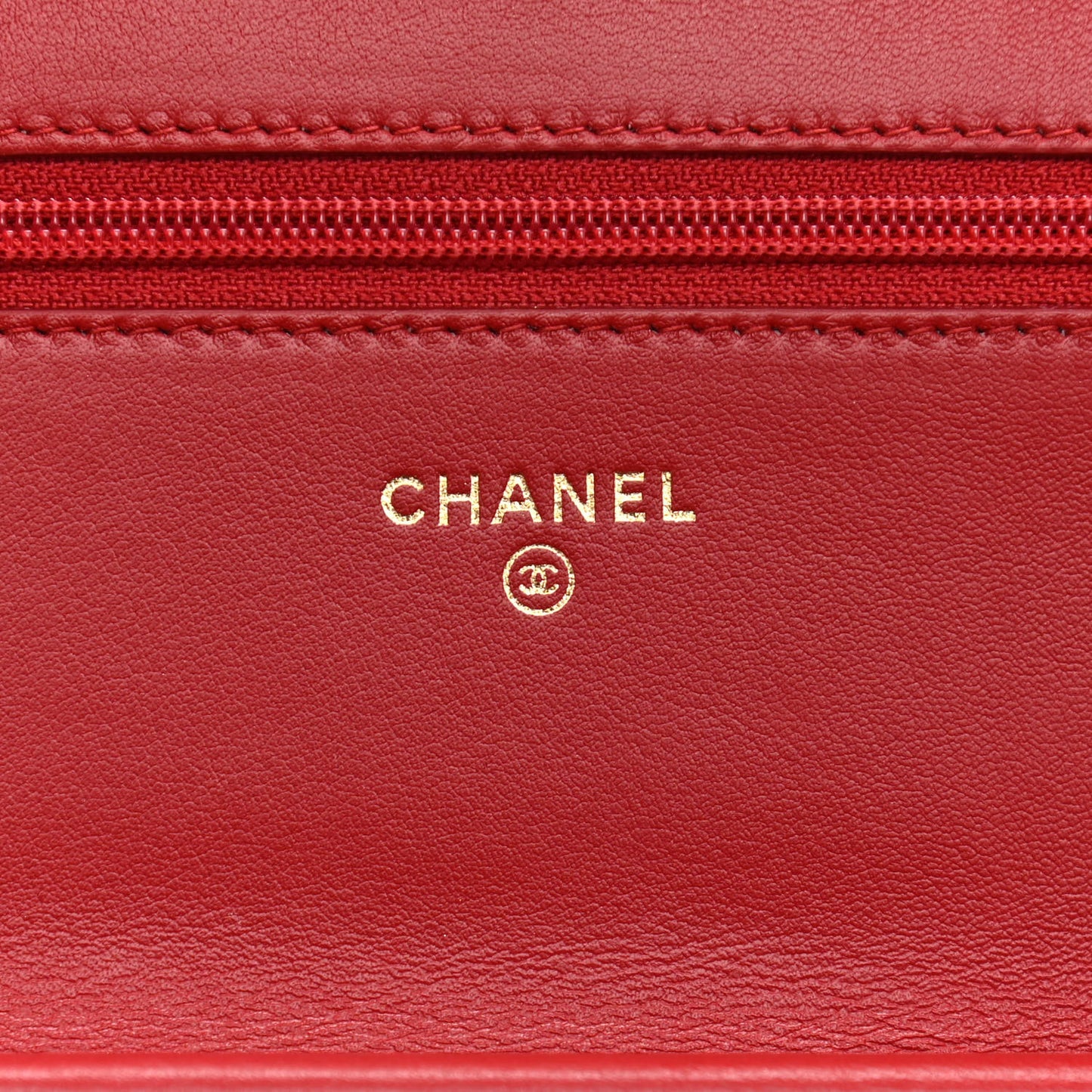 Calfskin Chevron Quilted Boy Wallet On Chain WOC Red