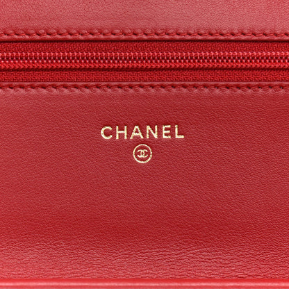 Chanel Calfskin Chevron Quilted Boy Wallet On Chain WOC Red 6 of 12