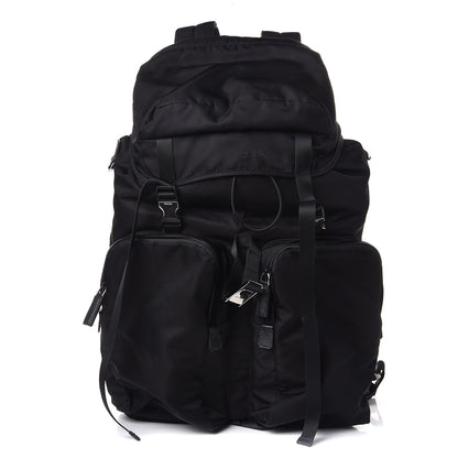 Prada Technical Nylon Saffiano Double Buckle Backpack Black 1 of 10