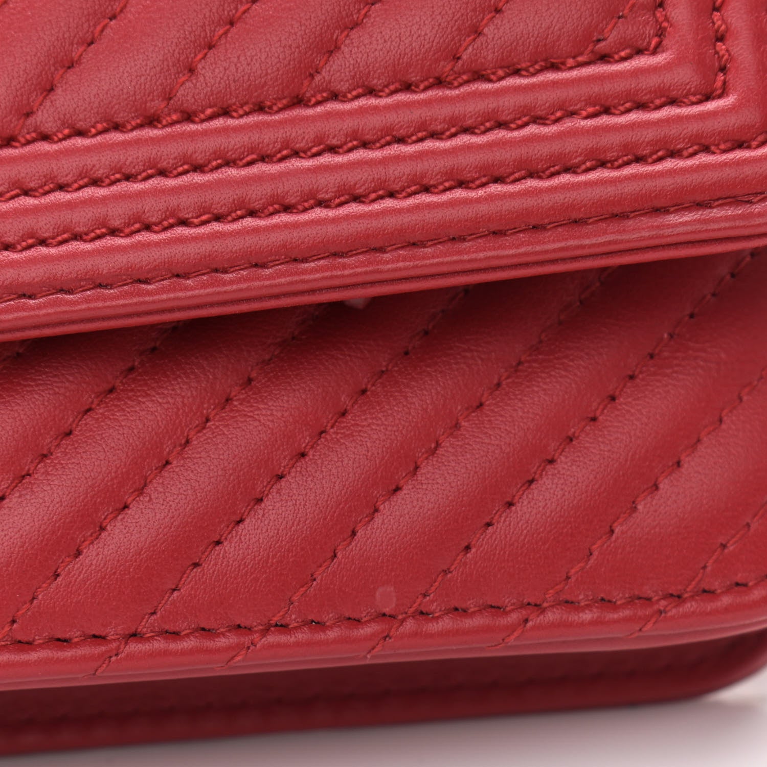 Chanel Lambskin Chevron Quilted Boy Wallet On Chain WOC Red 13 of 13