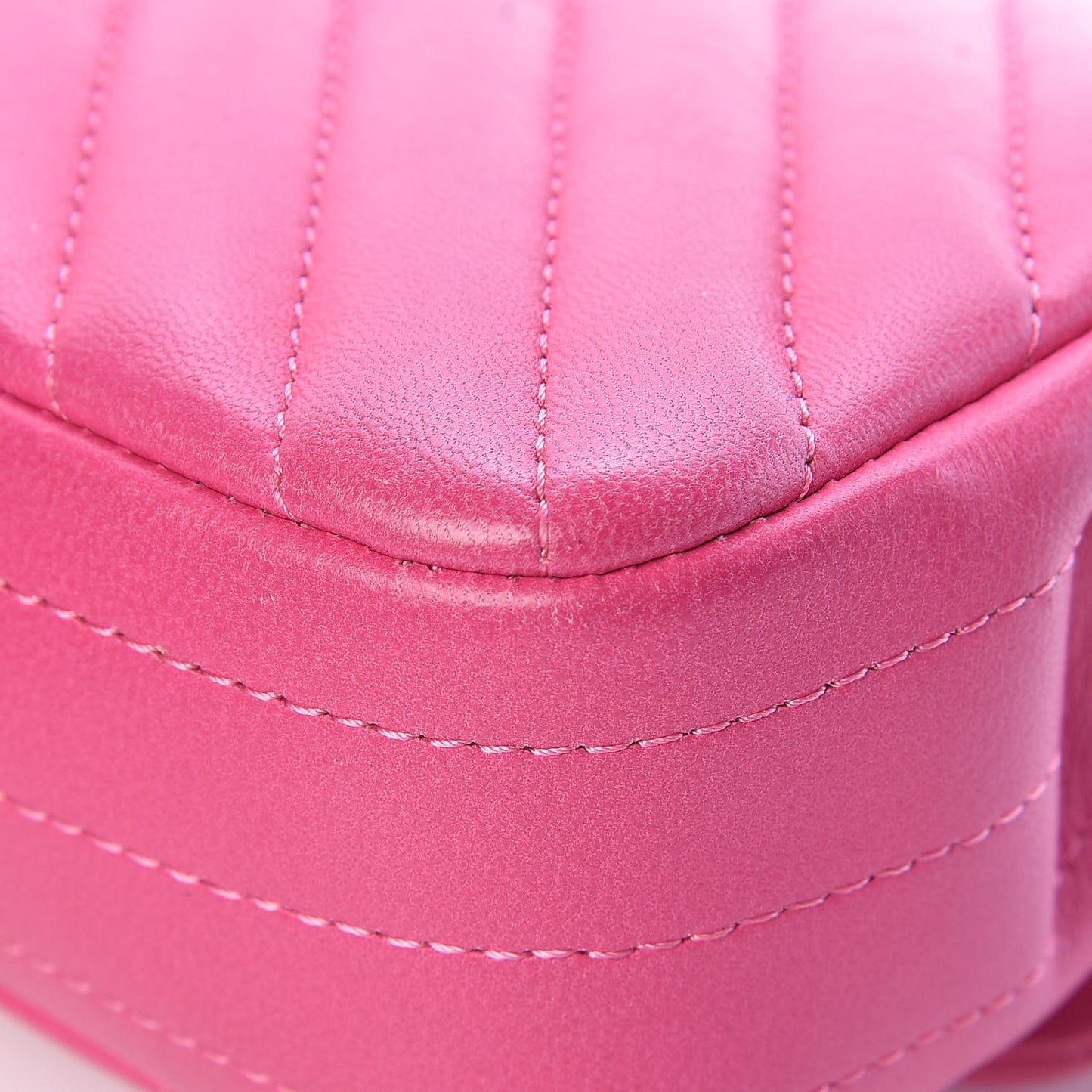 Lambskin Chevron Quilted Extra Mini Rectangular Flap Dark Pink