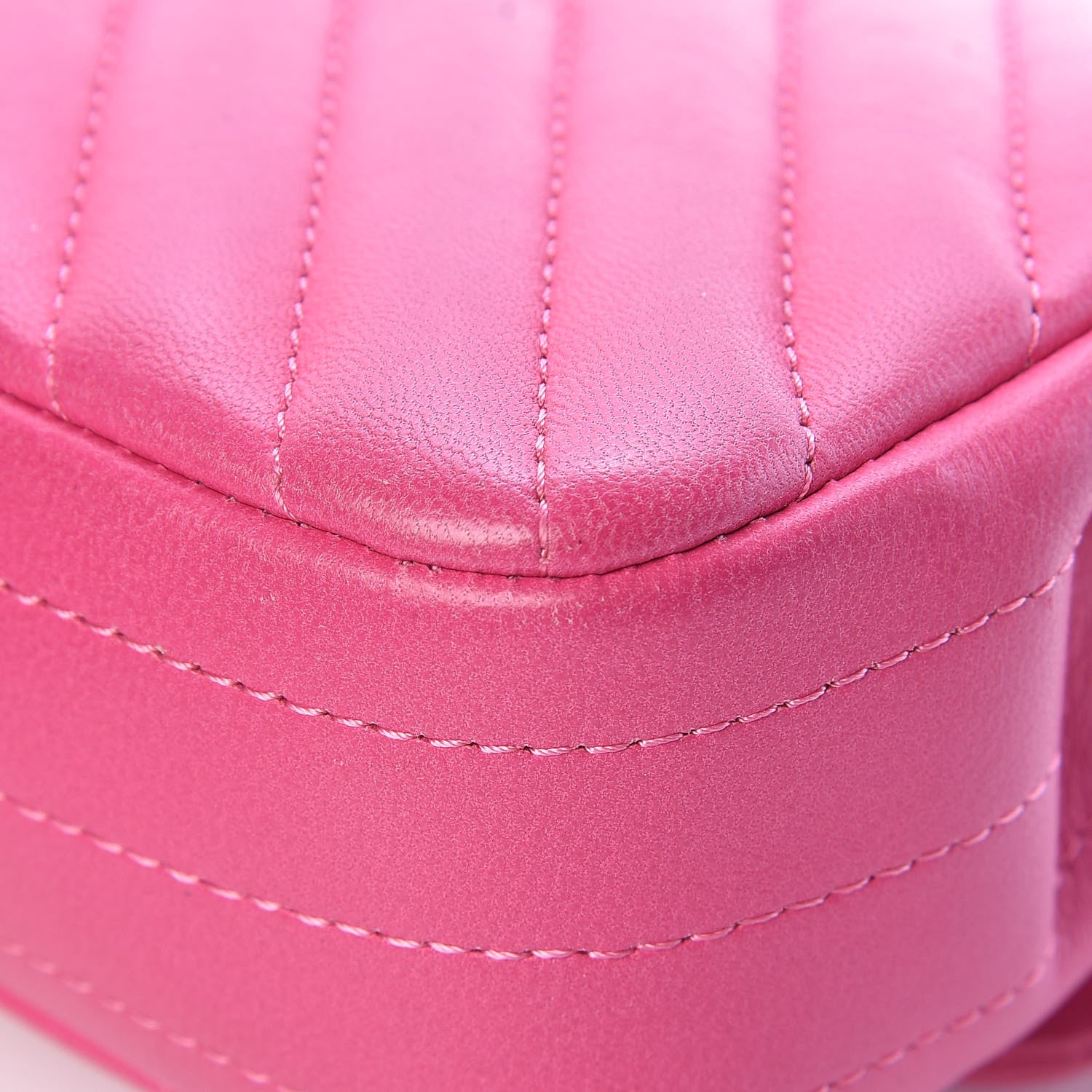 Chanel Lambskin Chevron Quilted Extra Mini Rectangular Flap Dark Pink 11 of 16