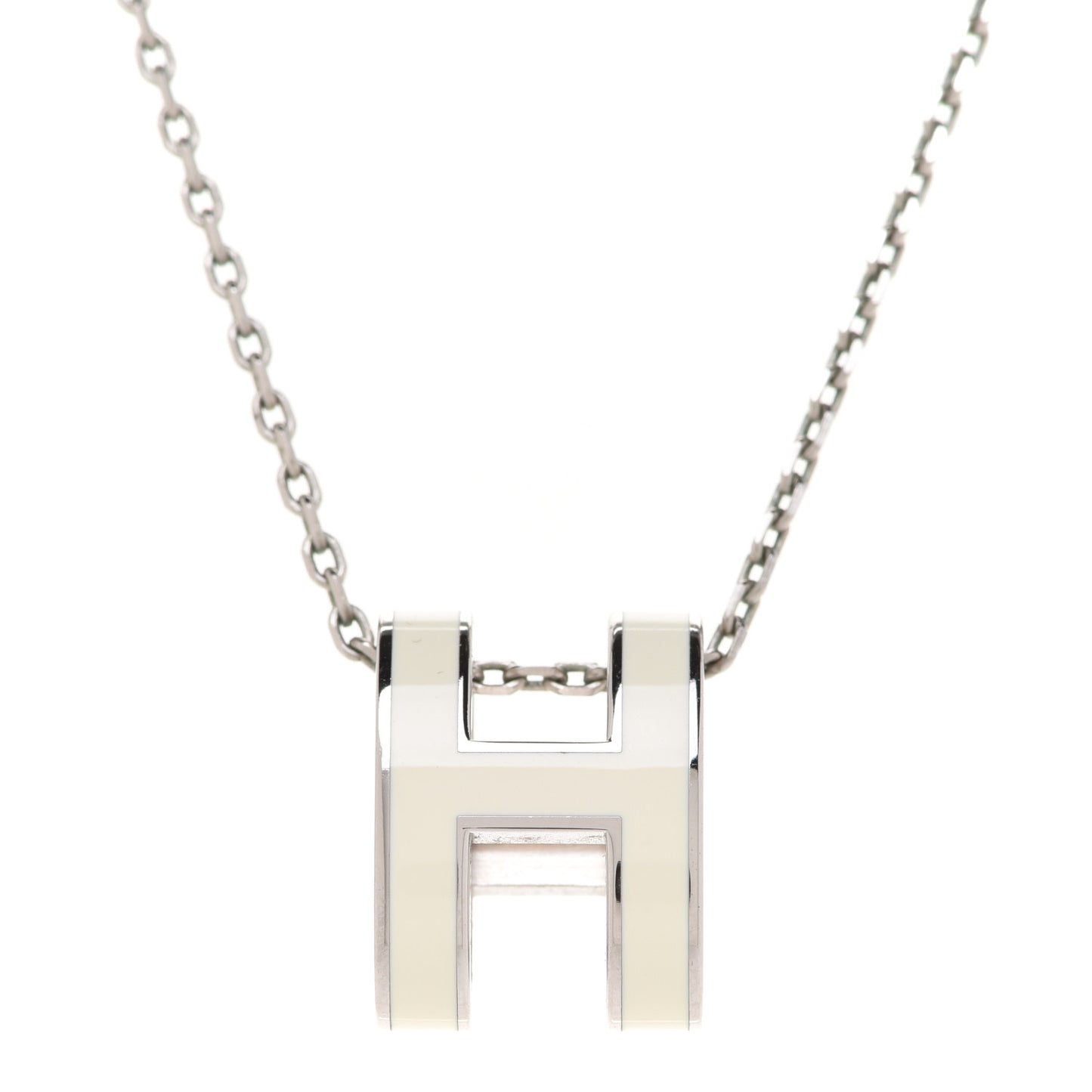 Lacquered Palladium Pop H Pendant Necklace White