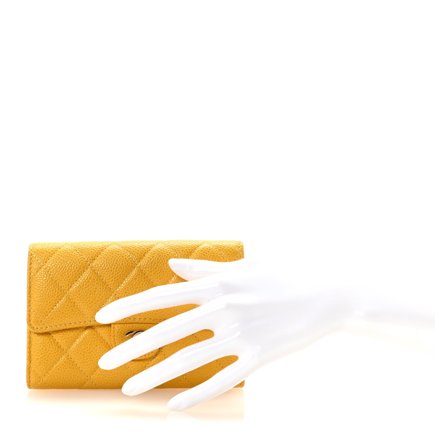 Caviar Quilted Medium Flap Wallet Yellow