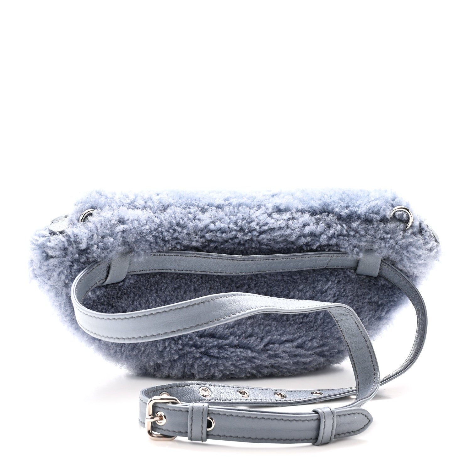 Miu Miu Shearling Matelasse Belt Bag Blue 3 of 10