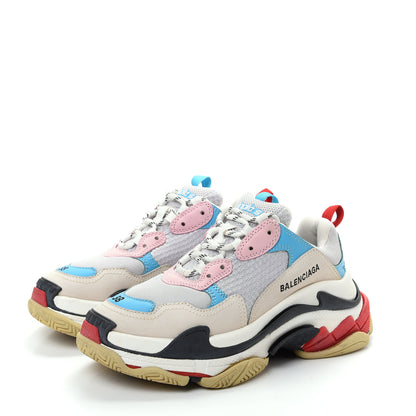 Balenciaga Fabric Mesh Womens Triple S Sneakers 38 White Blue Pink 3 of 10