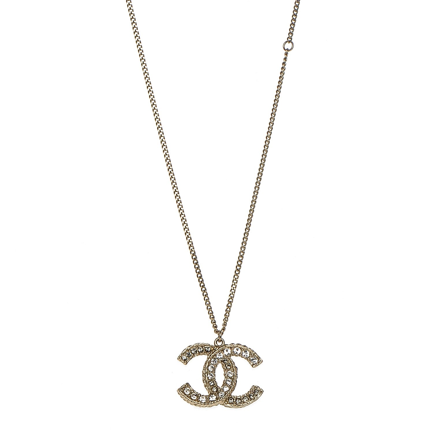 Chanel Crystal Enamel CC Necklace Light Gold 1 of 6