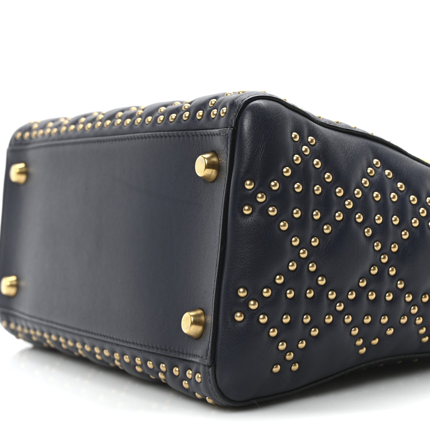 Calfskin Cannage Studded Medium Supple Lady Dior Navy