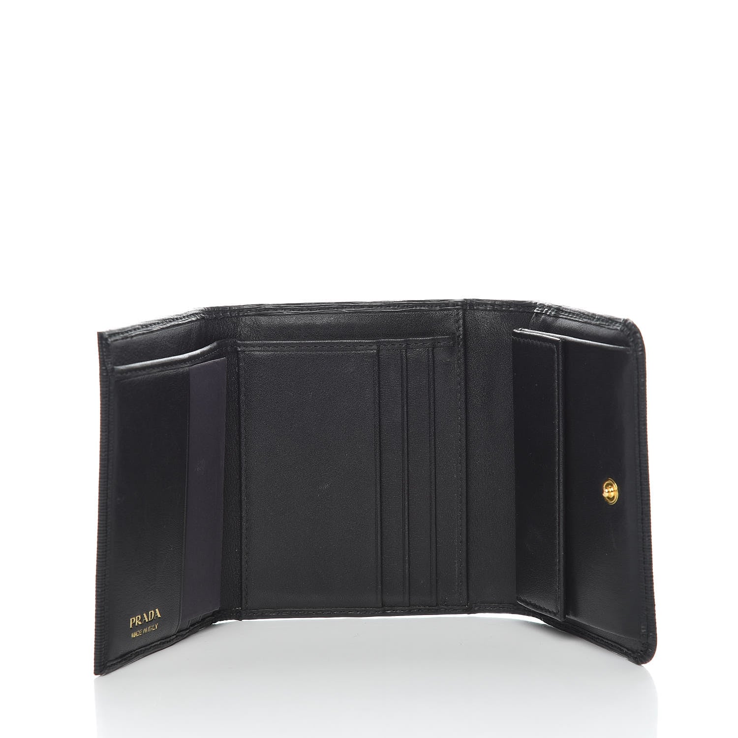 Prada Vitello Move Tri-Fold Compact Wallet Black 5 of 8