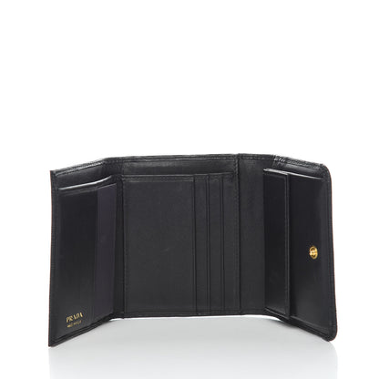 Prada Vitello Move Tri-Fold Compact Wallet Black 5 of 8