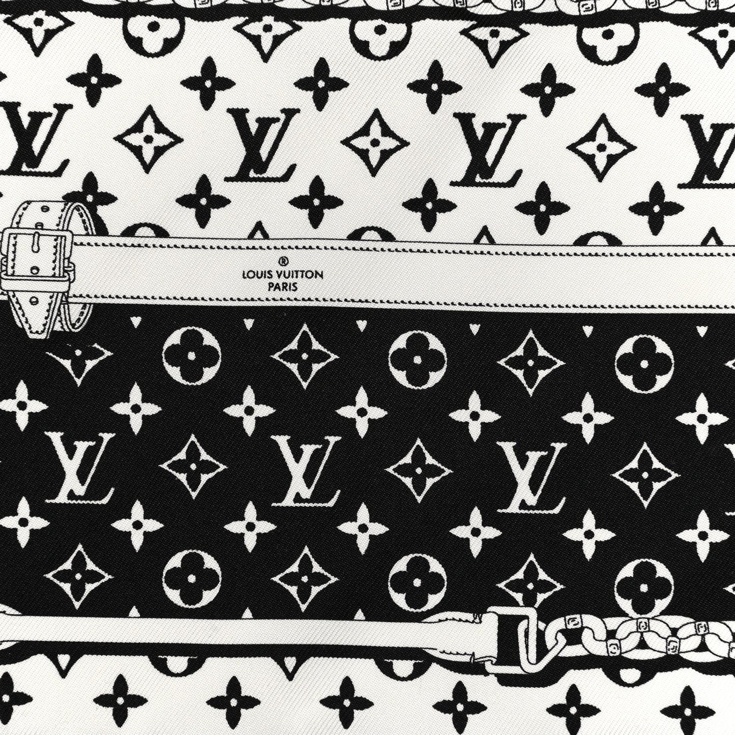 Silk Monogram Confidential Square Scarf Black White