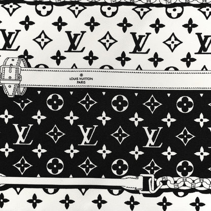 Louis Vuitton Silk Monogram Confidential Square Scarf Black White 2 of 3