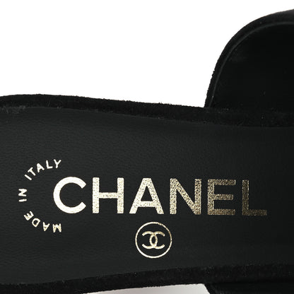 Chanel Suede Kidskin Pearl Sandals 38 Black 8 of 14