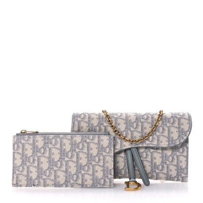 Christian Dior Oblique Saddle Chain Long Wallet Grey 3 of 11