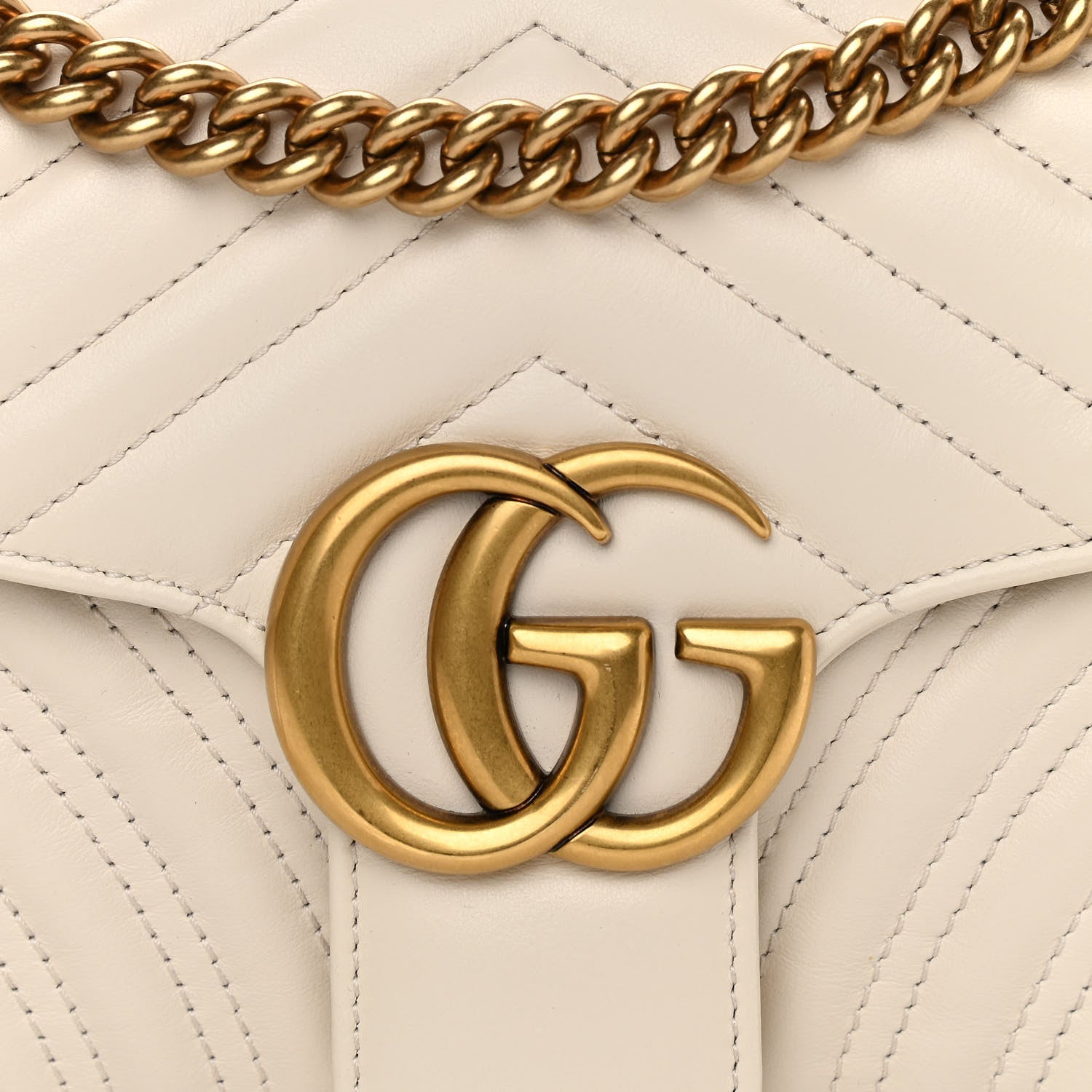 Gucci Calfskin Matelasse Small GG Marmont Shoulder Bag White 8 of 11