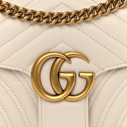 Gucci Calfskin Matelasse Small GG Marmont Shoulder Bag White 8 of 11