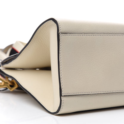 Gucci Grained Calfskin Web Stripe Butterfly Medium Totem Top Handle Bag White 6 of 10