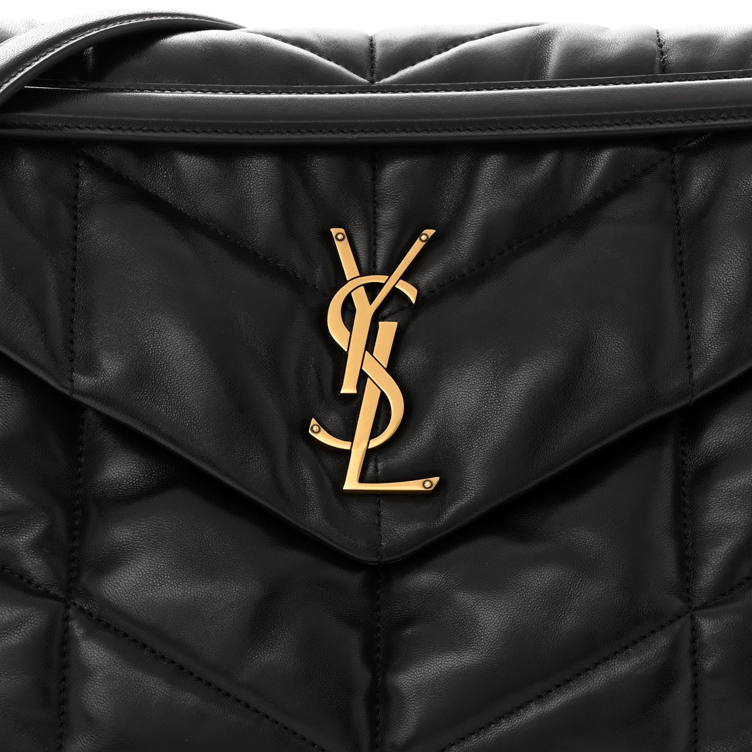 Saint Laurent Lambskin Quilted Medium Loulou Puffer Monogram Chain Satchel Black 8 of 11