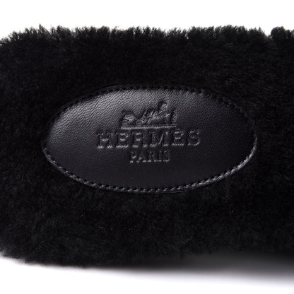 Hermes Woolskin Oran Sandals 37.5 Black 8 of 9