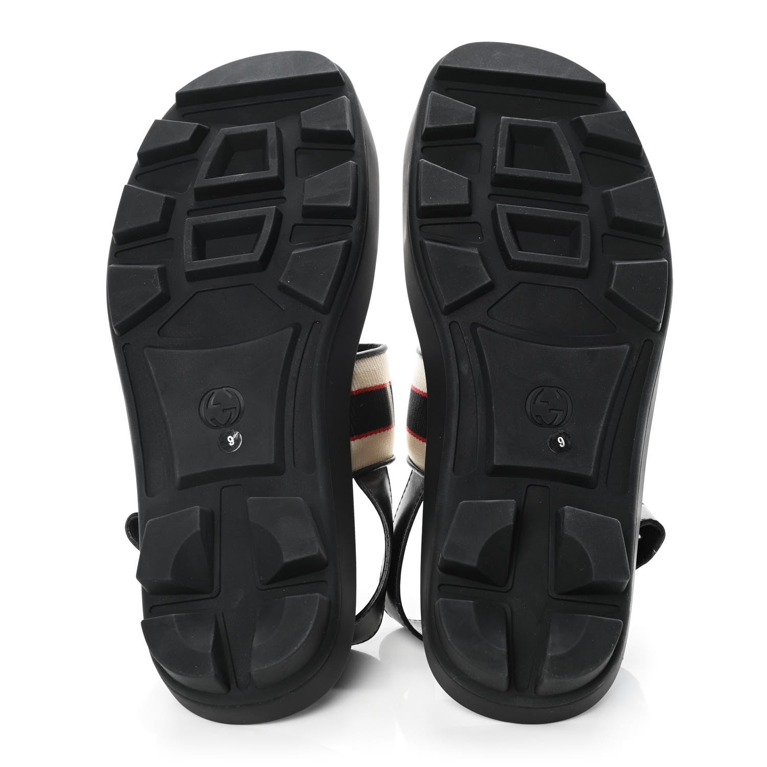 Gucci Nylon Cirano Lux Stripe Mens Cleat Sole Slingback Sandals 9 Ecru Poppy Black 5 of 9