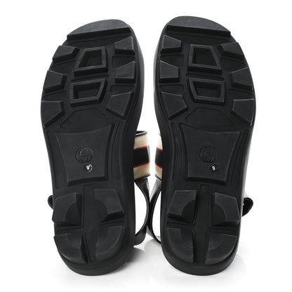 Gucci Nylon Cirano Lux Stripe Mens Cleat Sole Slingback Sandals 9 Ecru Poppy Black 5 of 9