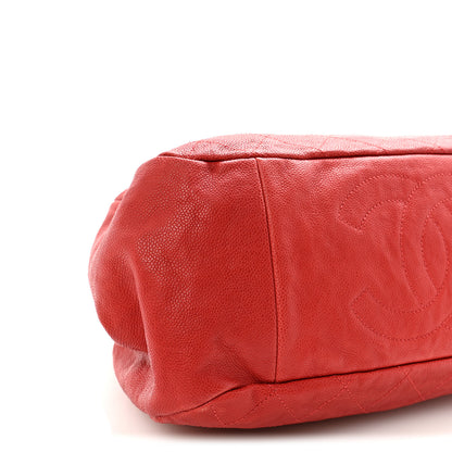 Chanel Caviar Quilted Frame CC Shopping Tote Red 9 of 10
